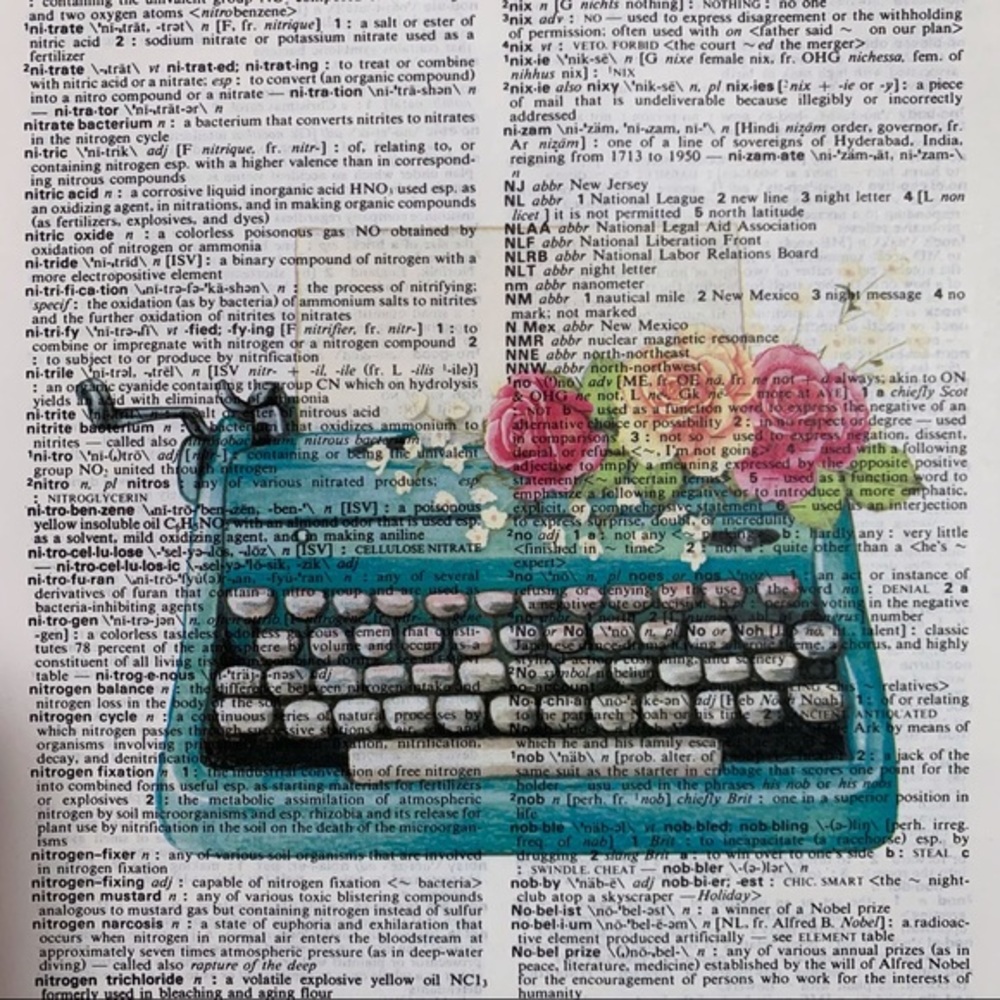 Dictionary Art Print Retro Typewriter, Vintage Art Print